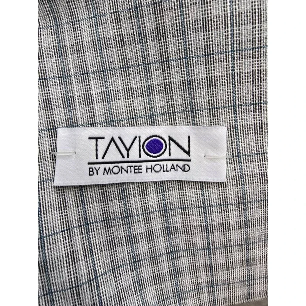 Tayion Collection Regular-Fit Suit Jacket Men's 42S Grey Green Plaid Long Sleeve